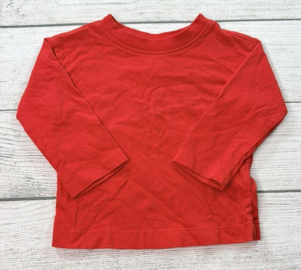 Hanna Andersson Baby Solid Basic Long Sleeve Shirt 100% Cotton Red 6-12 Month